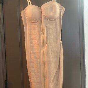 Haute Monde Nude Strapless Bandage Midi Dress